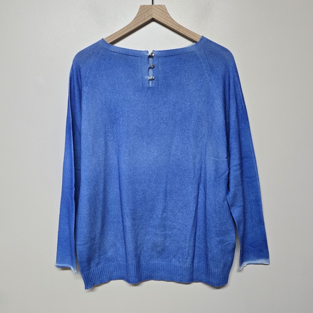 Gran Sasso Italy 100% Cashmere Twinset Cardigan & Sweater Blue Women's Size 46 - Picture 6 of 16